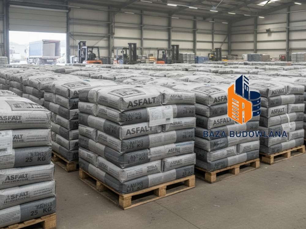 Asfalt workowany w opakowaniu do szybkich napraw ubytków i dziur w nawierzchniach jezdni.