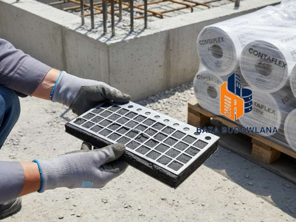 Blacha z bentonitem CONTAFLEX ACTIV do uszczelniania przerw roboczych w konstrukcjach żelbetowych.