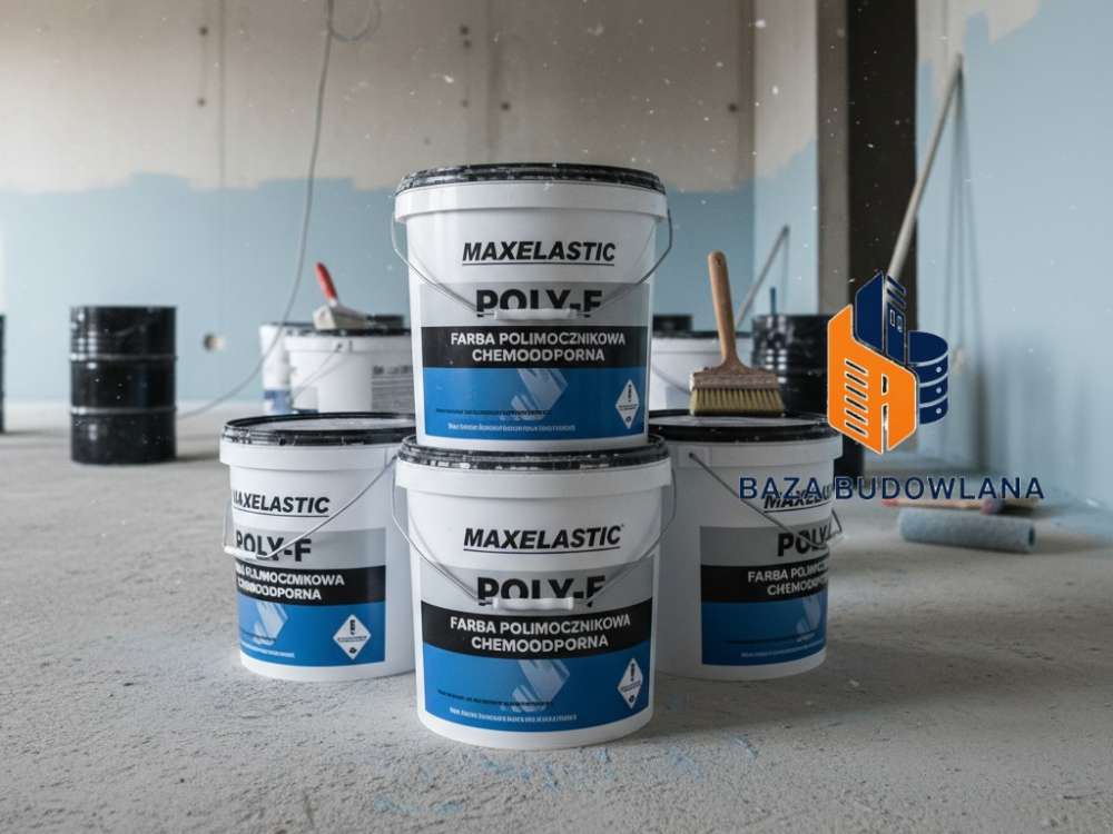 Farba polimocznikowa MAXELASTIC POLY-F tworząca elastyczną i bezspoinową powłokę hydroizolacyjną.