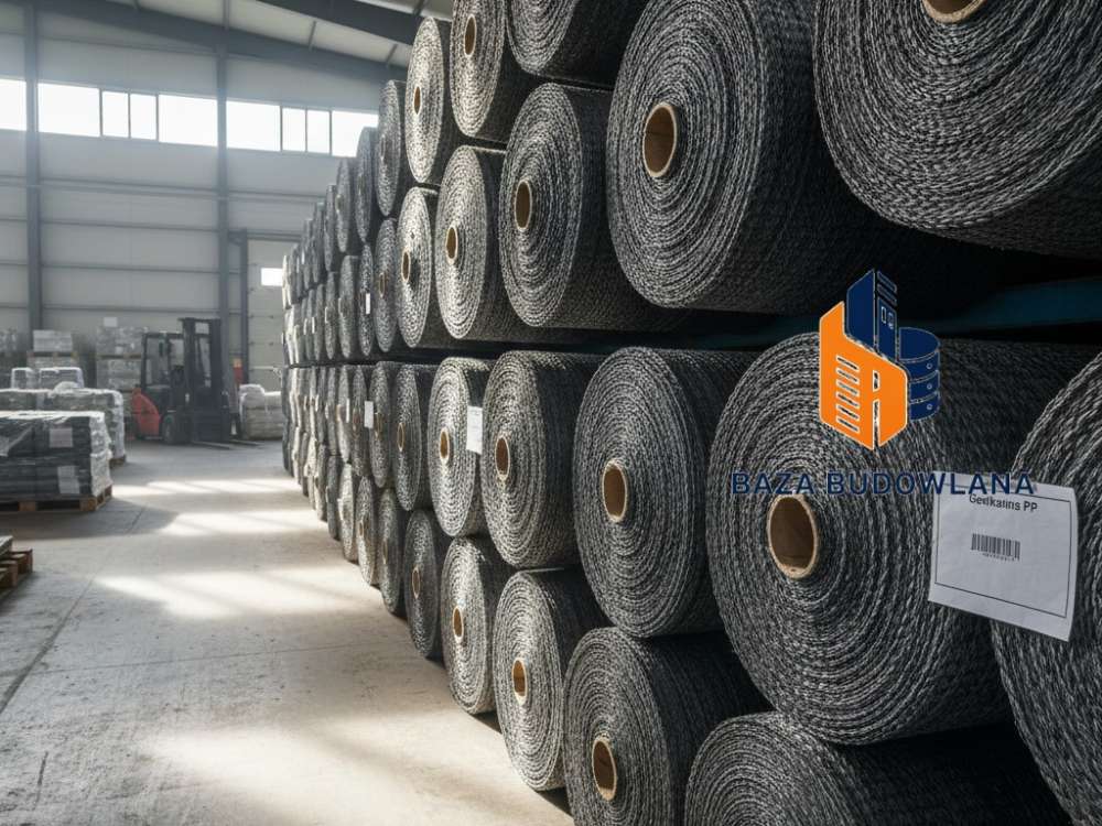Tkana geotkanina PP o wyraźnym splocie włókien polipropylenowych do stabilizacji i wzmacniania gruntu.