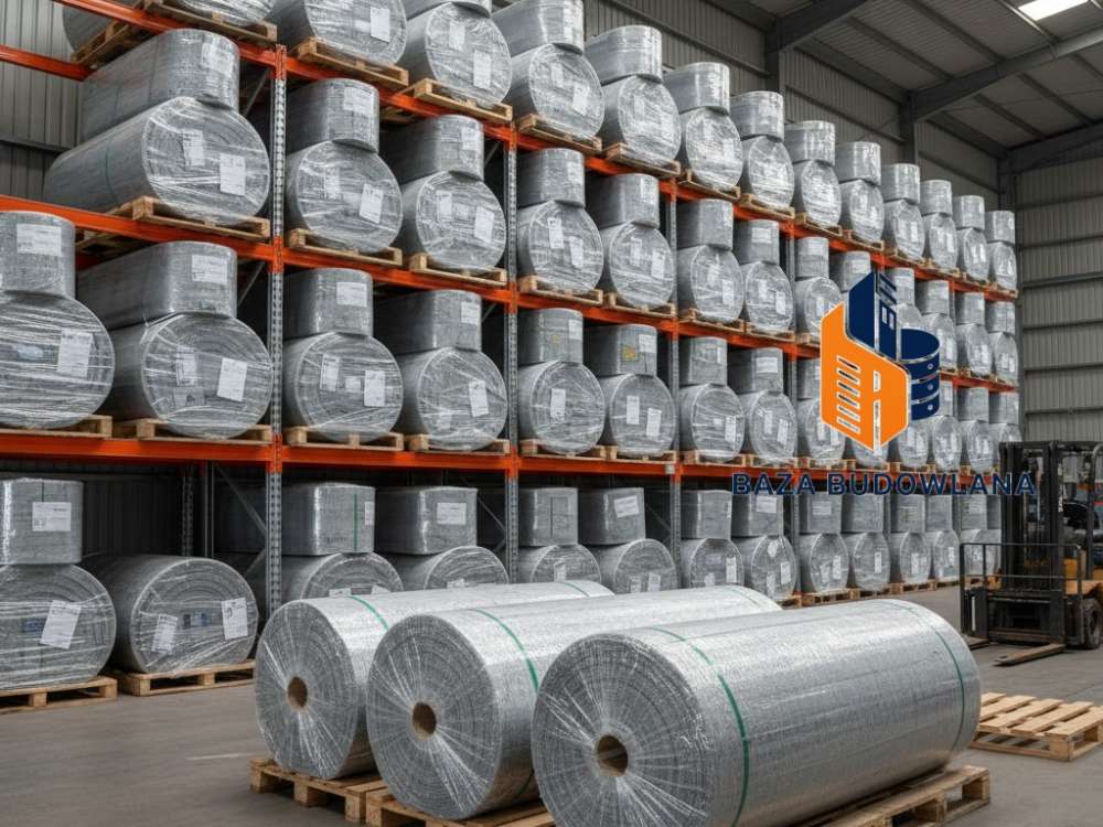 Geowłóknina polipropylenowa PP ułożona na gruncie dla stabilizacji i wzmocnienia podłoża.