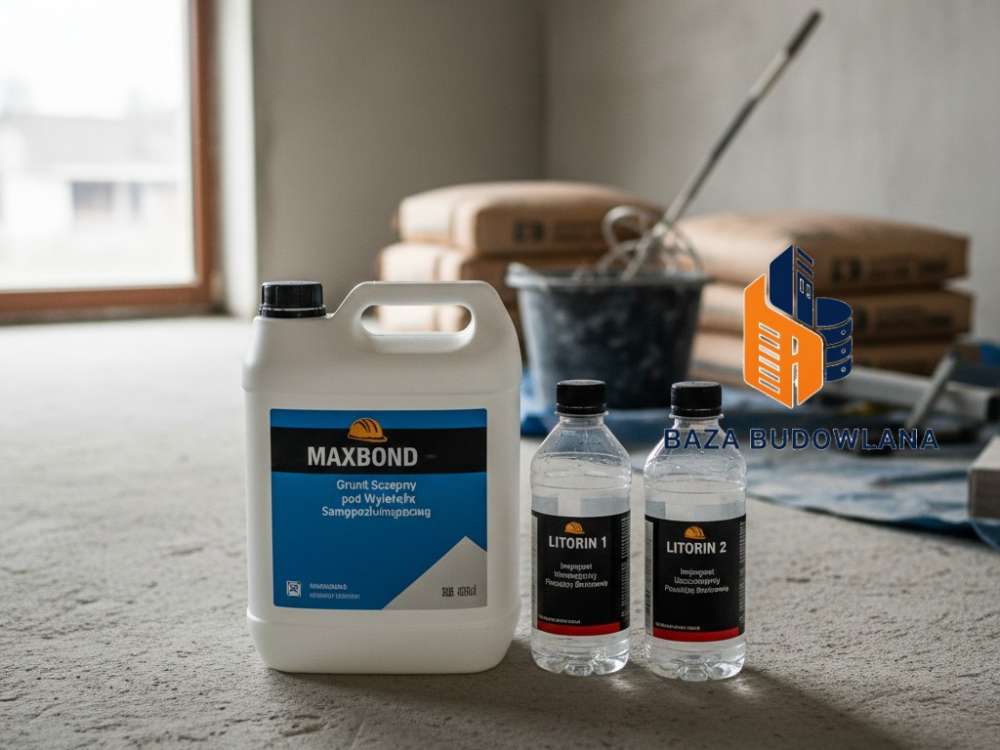 Grunt sczepny MAXBOND oraz impregnaty do wzmacniania i uszczelniania posadzki betonowej LITORIN 1 i 2.
