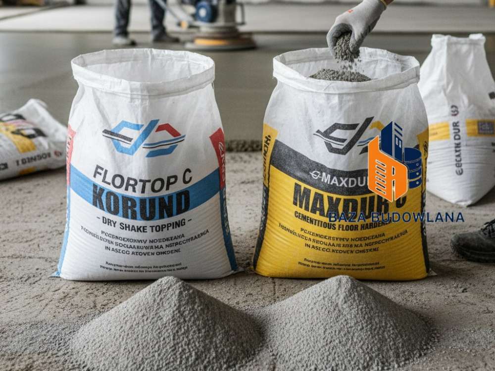 Utwardzająca posypka korundowa do zacierania betonowych posadzek przemysłowych.