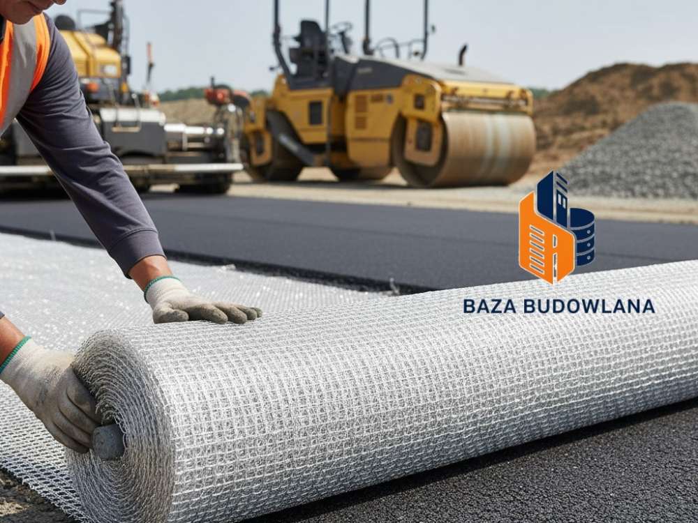 Wysokowytrzymała siatka szklana do asfaltu wzmacniająca konstrukcję nawierzchni drogowej.