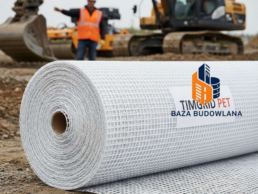 Siatka poliestrowa do zbrojenia nawierzchni drogowych i wzmacniania warstw asfaltu.