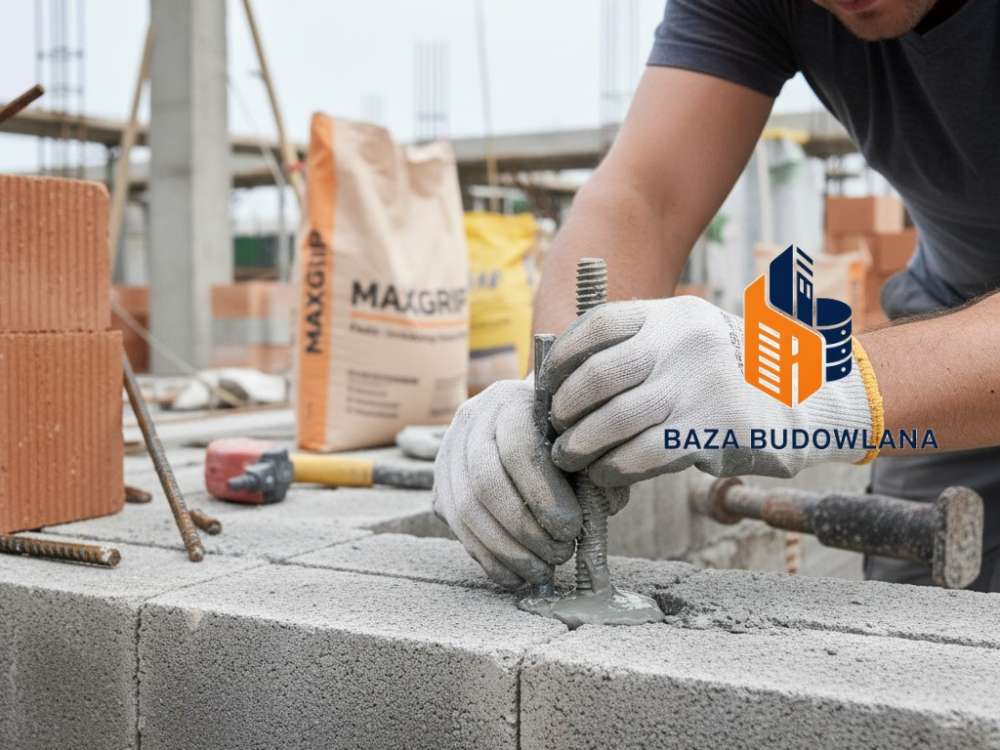 Szybkowiążąca zaprawa montażowa MAXGRIP do błyskawicznego kotwienia elementów w podłożu betonowym.