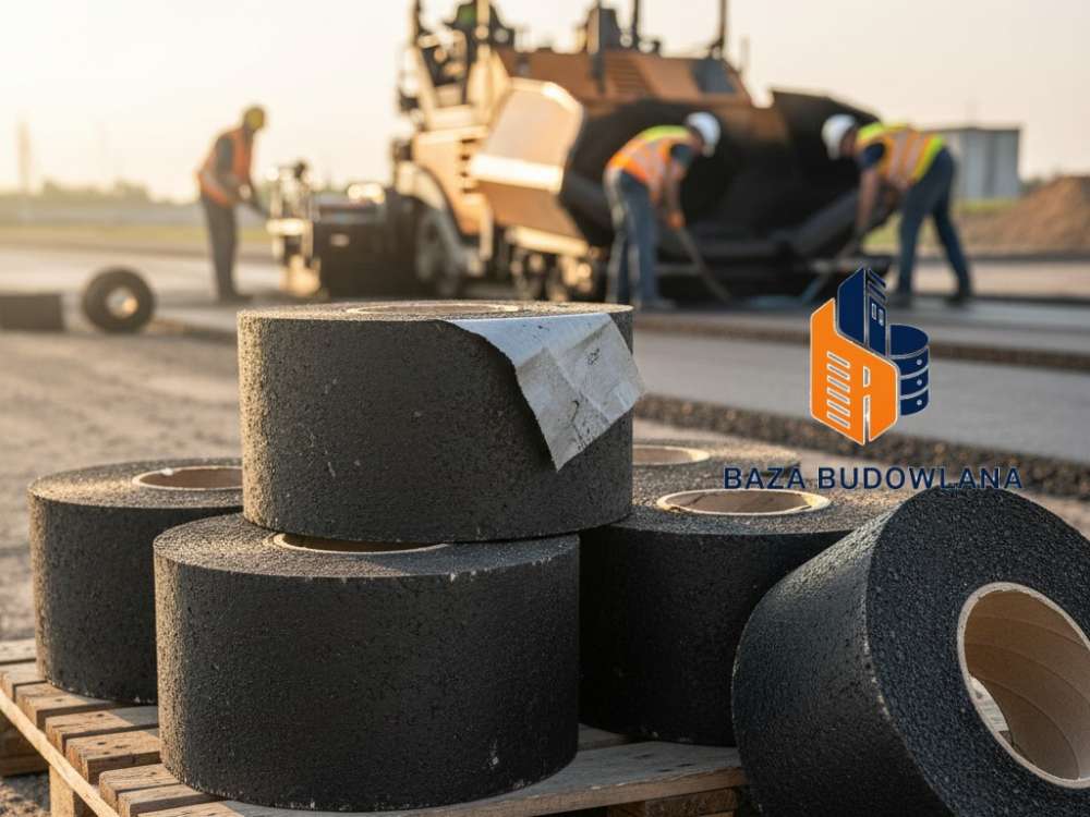 Taśma bitumiczna drogowa uszczelniająca pionowe połączenia w nowej nawierzchni asfaltowej.