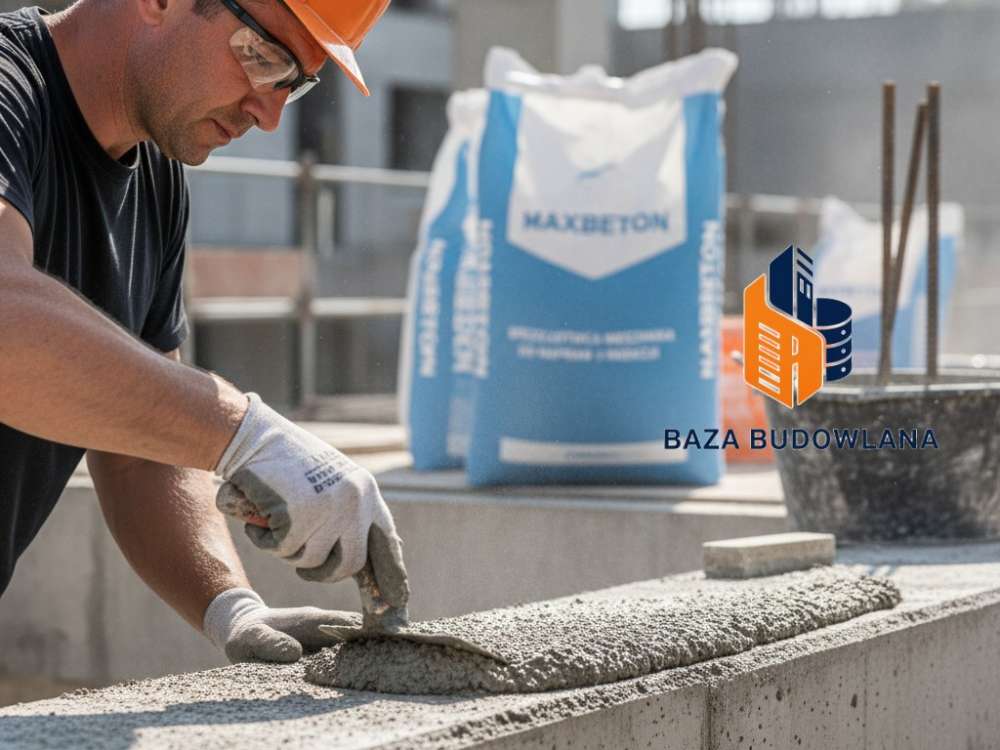 Zaprawa niskoskurczowa MAXBETON typu PCC stosowana do naprawy i wzmacniania konstrukcji betonowych.