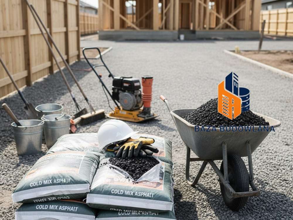Masa asfaltowa na zimno w workach do trwałej naprawy i budowy podjazdu.