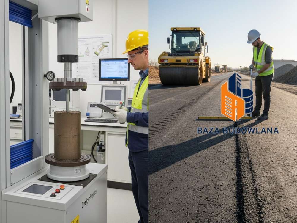 Badanie koleinowania asfaltu poprzez analizę laboratoryjną pobranych odwiertów z nawierzchni drogowej.