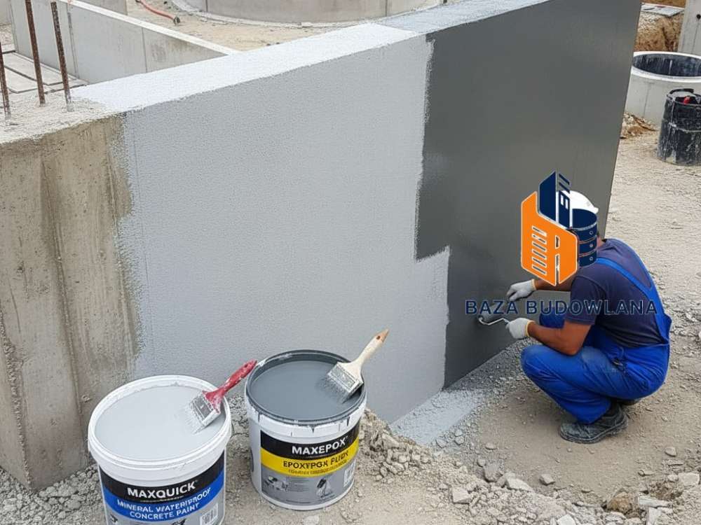 Farba do betonu wodoodporna MAXQUICK tworząca szczelną powłokę ochronną na powierzchni konstrukcji.