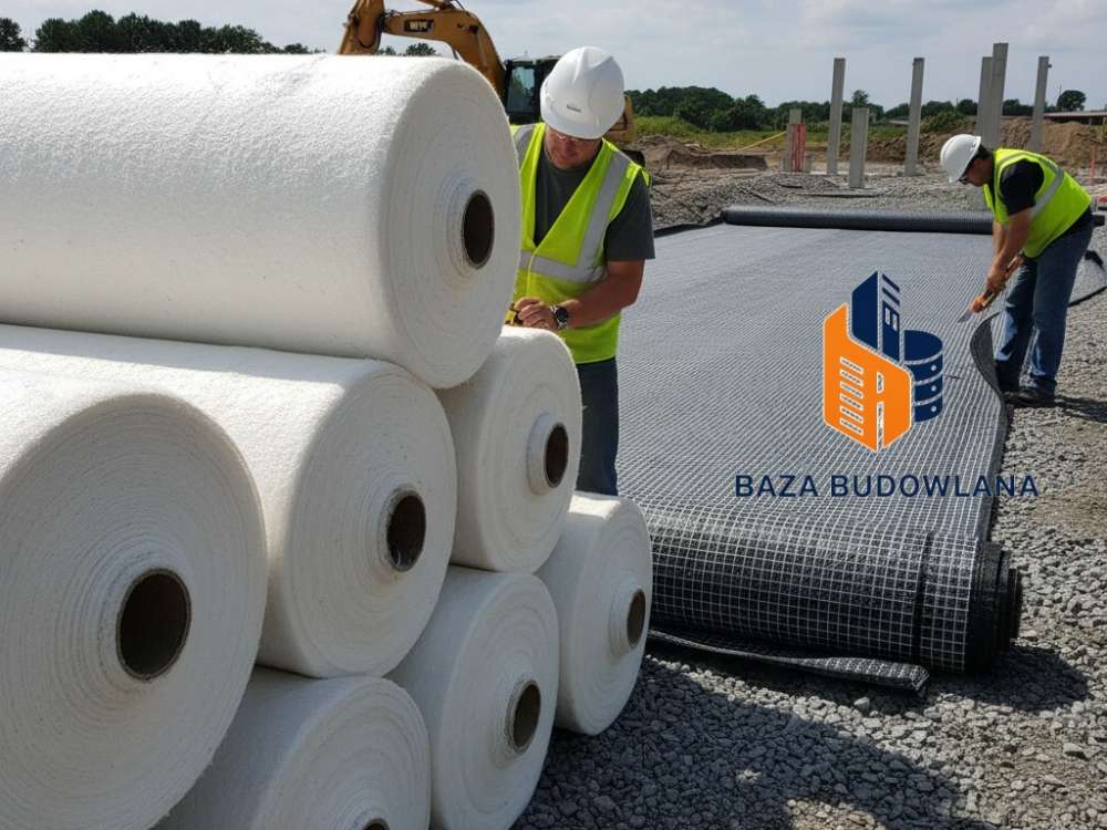 Geowłóknina separacyjna i filtracyjna stosowana do stabilizacji gruntu w pracach drogowych i ziemnych.