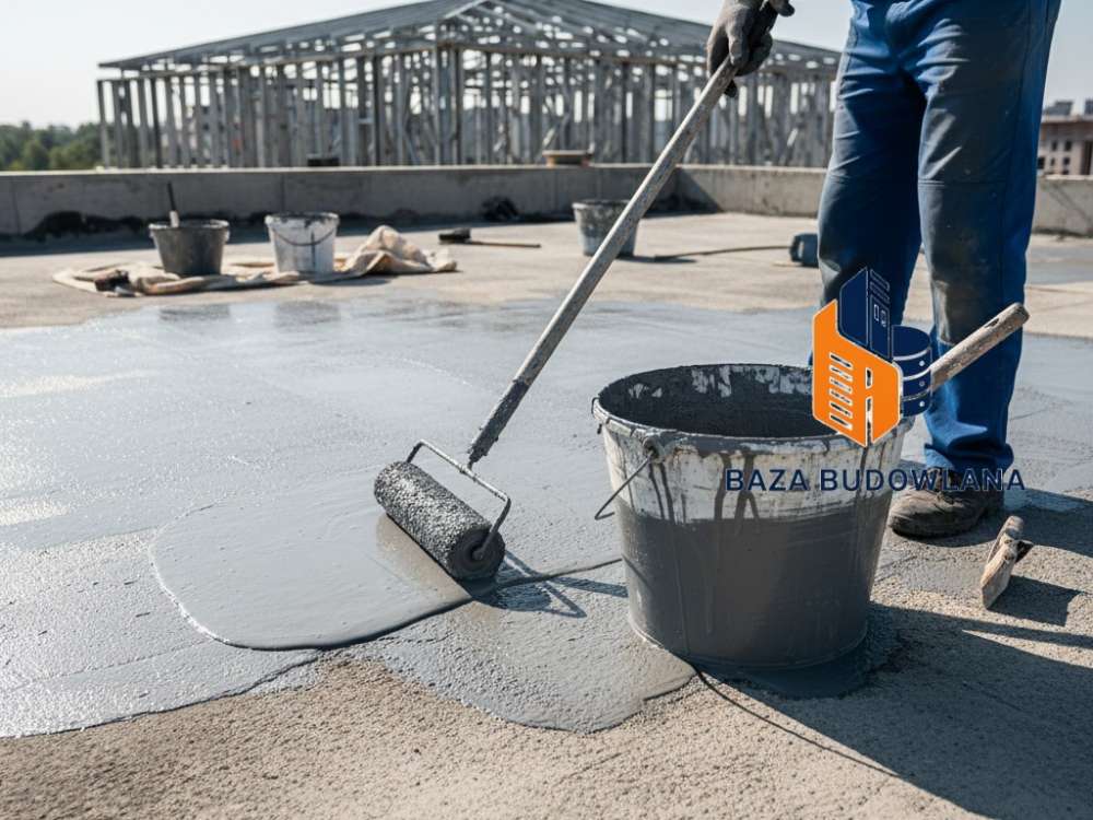 Guma w płynie typu Nylon Dekarski tworząca bezszwową membranę hydroizolacyjną na powierzchni dachu.