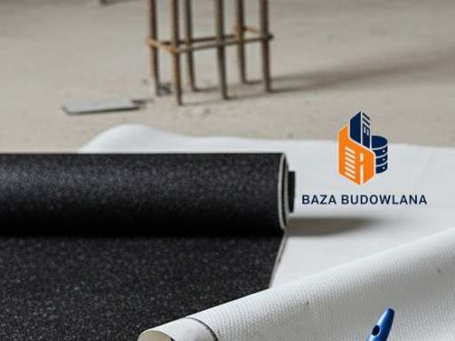 Membrana hydroizolacyjna w długich rolkach w wielkiej hurtowni.