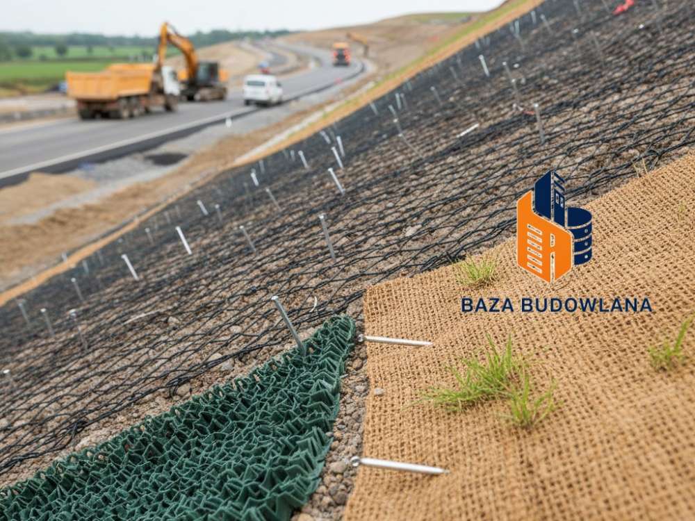 Geomata antyerozyjna do ochrony skarp i rekultywacji terenu zagrożonego erozją powierzchniową.