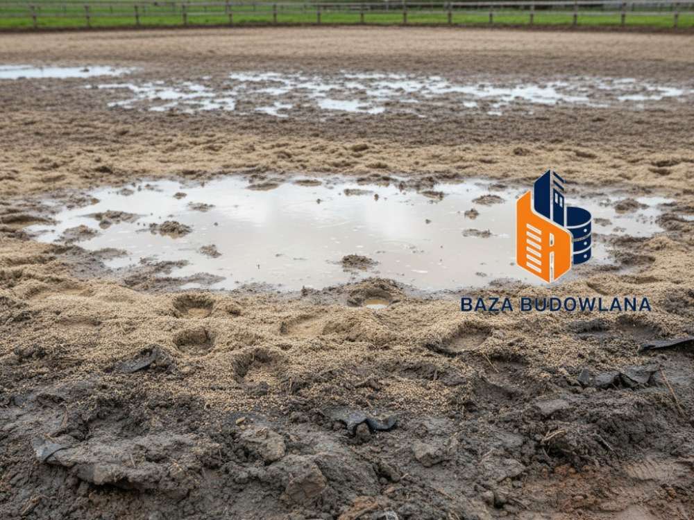 Stabilne i elastyczne podłoże na ujeżdżalnię z profesjonalnym drenażem zapobiegającym powstawaniu błota.