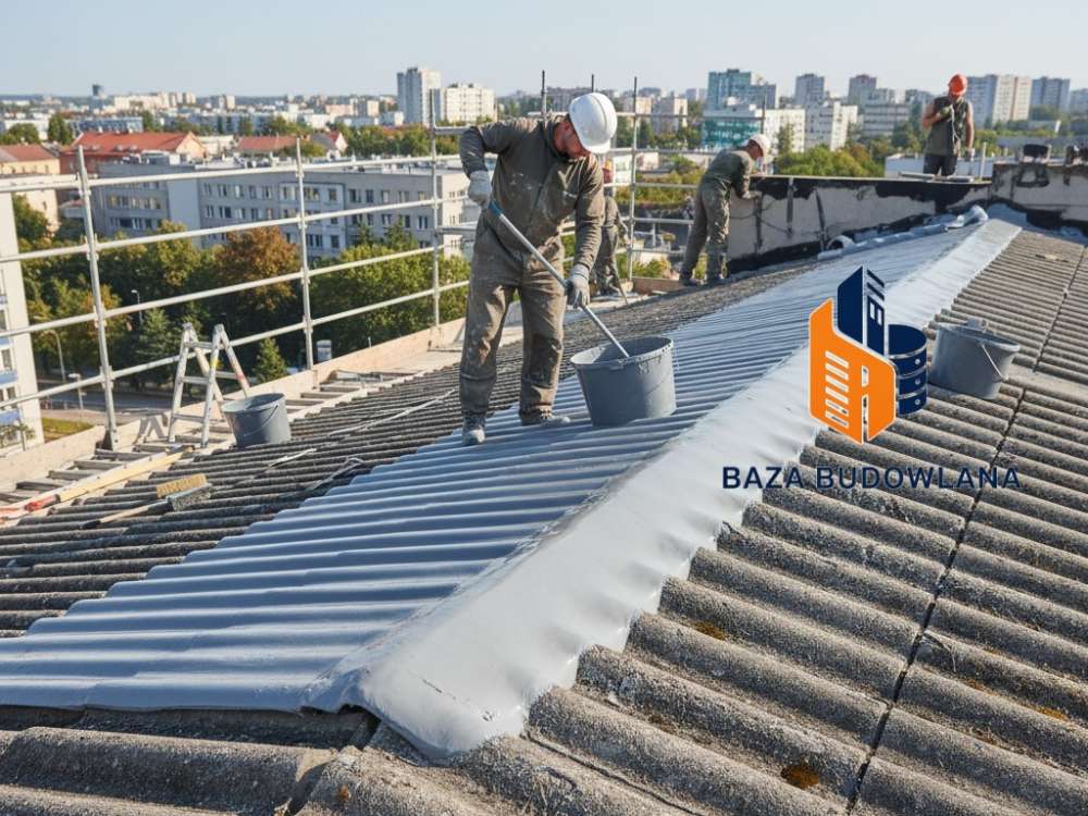 Renowacja dachu z eternitu elastyczną powłoką uszczelniającą Nylon Dekarski zabezpieczającą azbest.