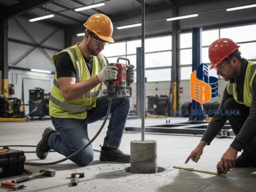 Badanie posadzki pod podnośnik samochodowy