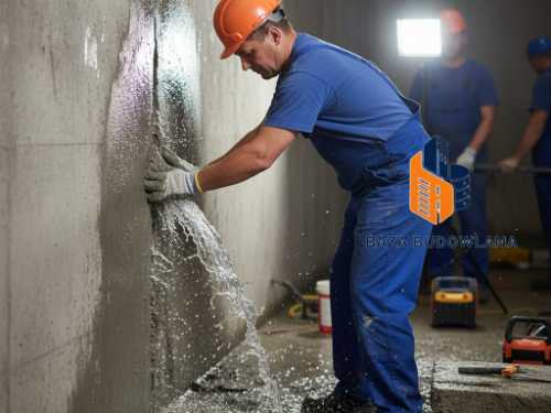 Awaryjne tamowanie wycieków wody przez szczeliny w betonie