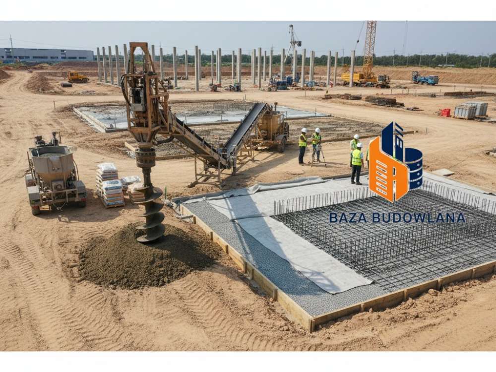 Stabilizacja i wzmocnienie podłoża gruntowego z wykorzystaniem geosyntetyków na placu budowy.