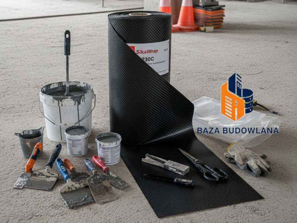 Taśma węglowa SikaWrap 230 C do wzmacniania stropu i betonowych elementów konstrukcyjnych.