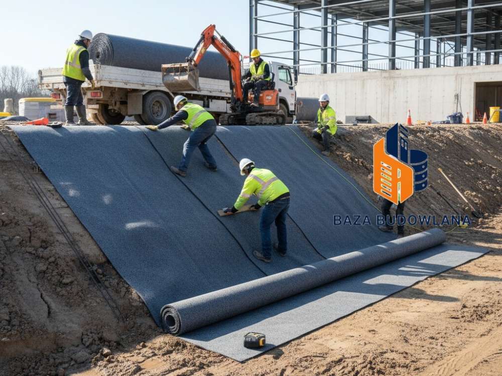 Mata bentonitowa ACTIMAT stosowana do izolacji przeciwwodnej i uszczelniania skarp.