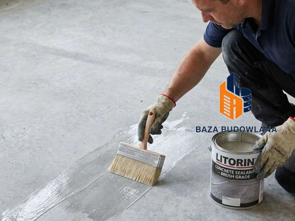 Aplikacja profesjonalnego uszczelniacza do posadzki betonowej eliminująca pylenie betonu.