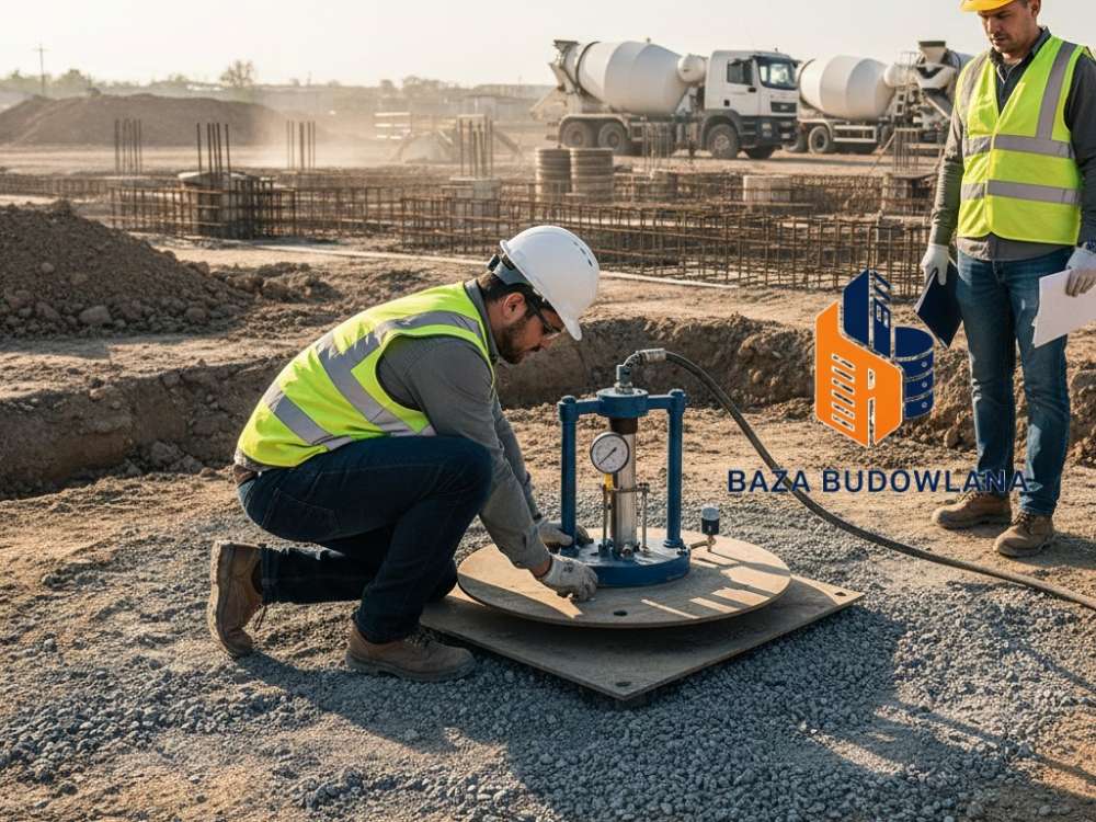 Weryfikacja zagęszczenia podłoża gruntowego przed wykonaniem posadowienia bezpośredniego budynku.