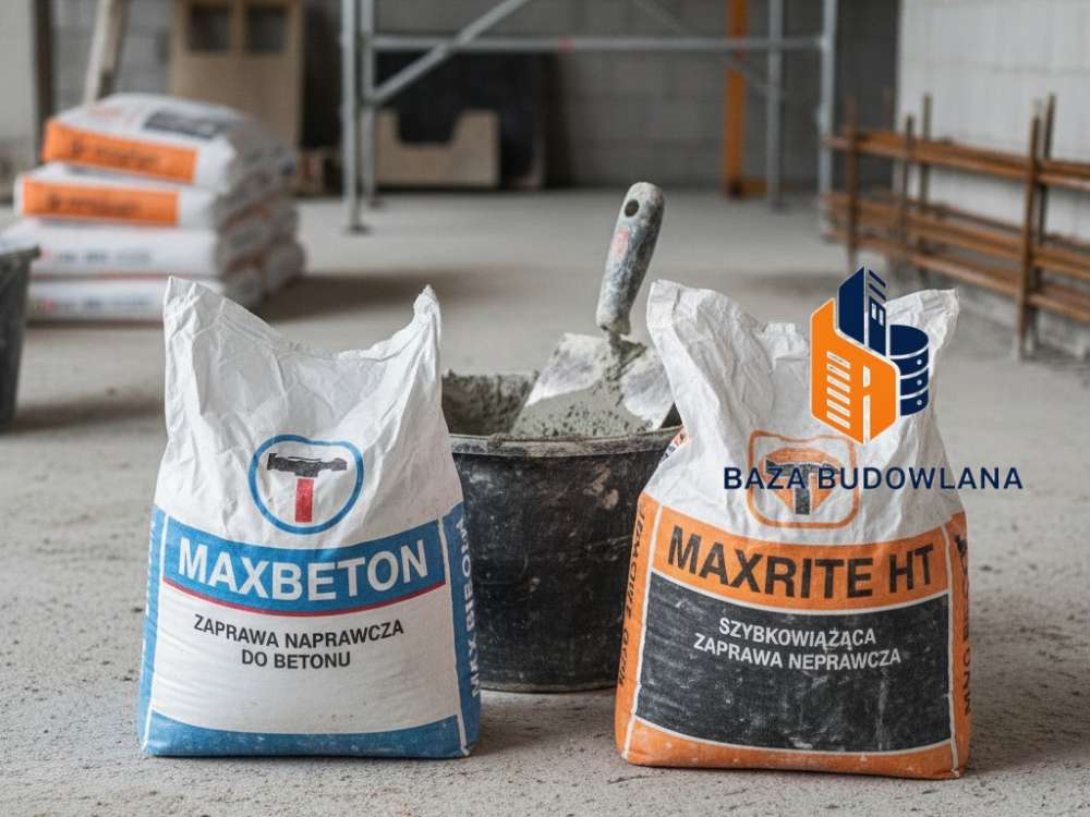 Zaprawa naprawcza do betonu MAXBETON używana do reprofilacji i naprawy ubytków w konstrukcjach żelbetowych.