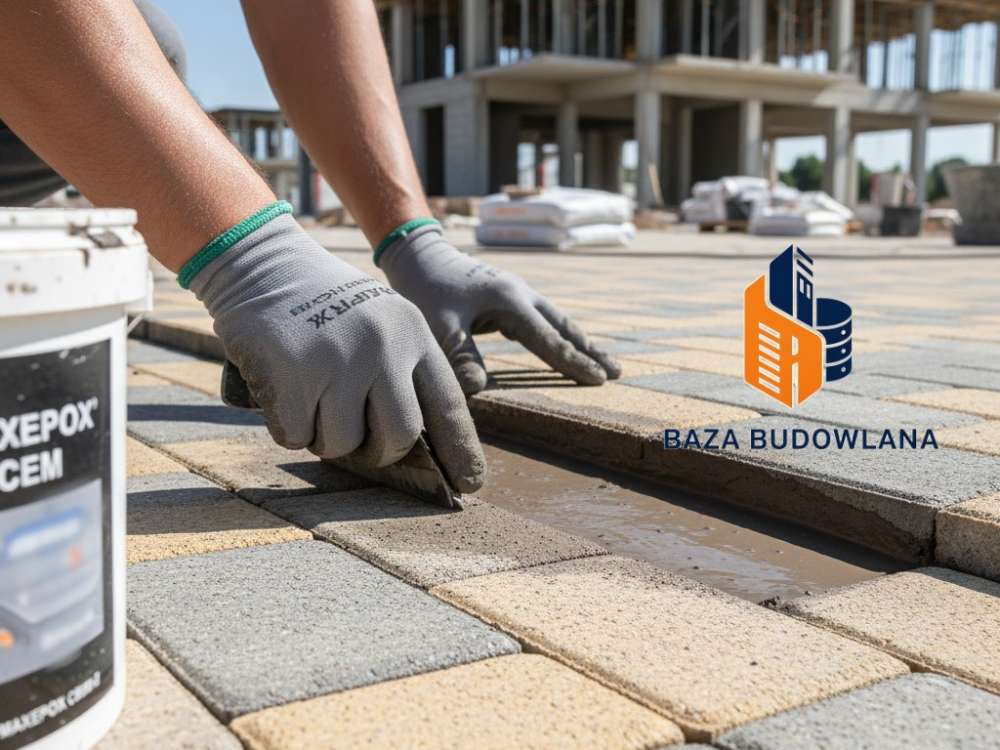 Wytrzymała żywica epoksydowa MAXEPOX CEM jako fuga do kostki brukowej, tworząca szczelne i trwałe spoiny.