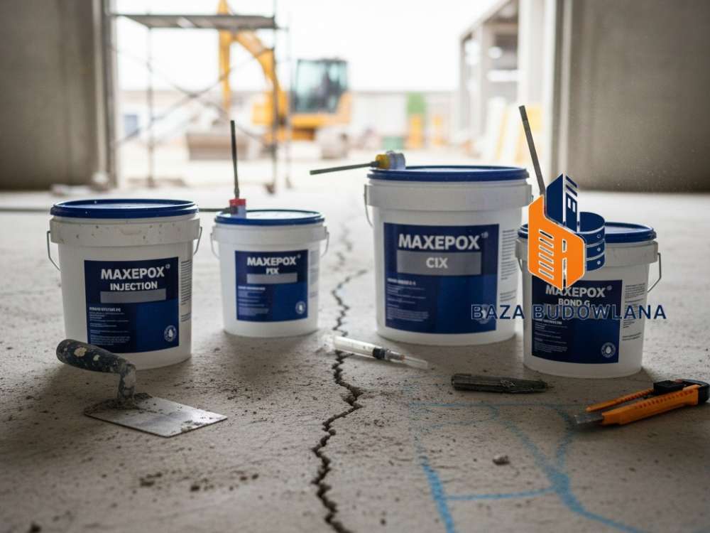 Naprawa pęknięcia w posadzce betonowej przy użyciu płynnej żywicy epoksydowej.