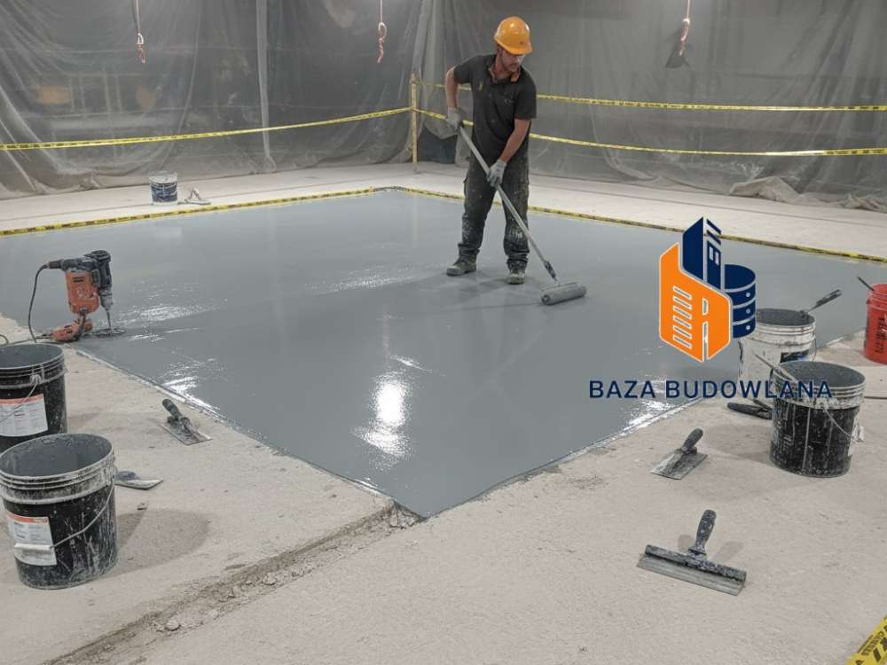 Naprawa i renowacja posadzek betonowych przy użyciu trwałej powłoki żywicznej.
