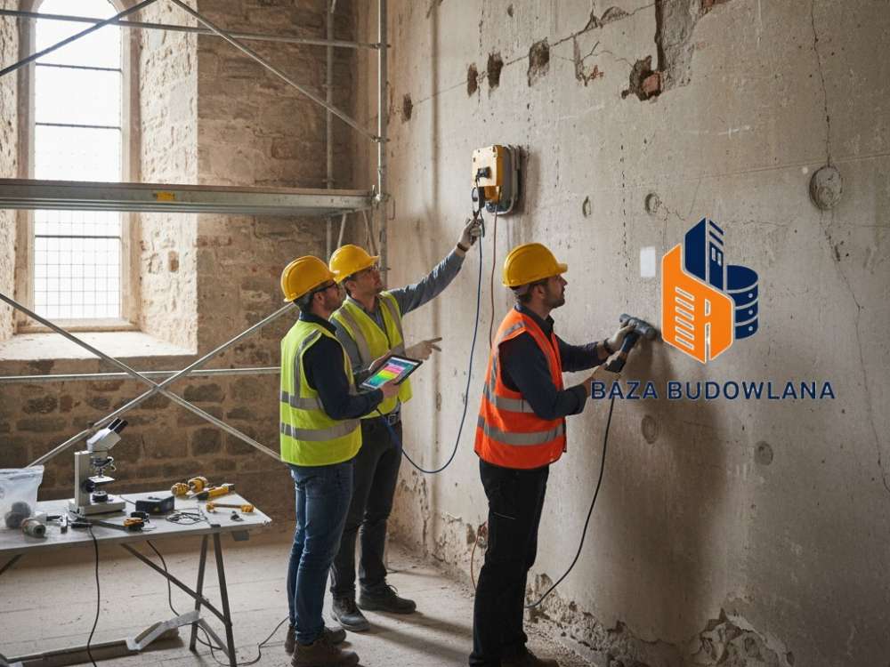 Diagnostyka i badanie betonu w zabytkowym budynku przed planowanym remontem i rewitalizacją.