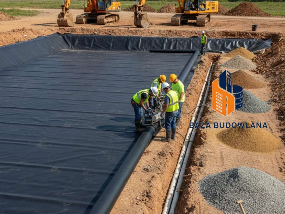 Prace inżynieryjne przy budowie stawu hodowlanego spełniającego wymagania techniczne produkcji ryb.
