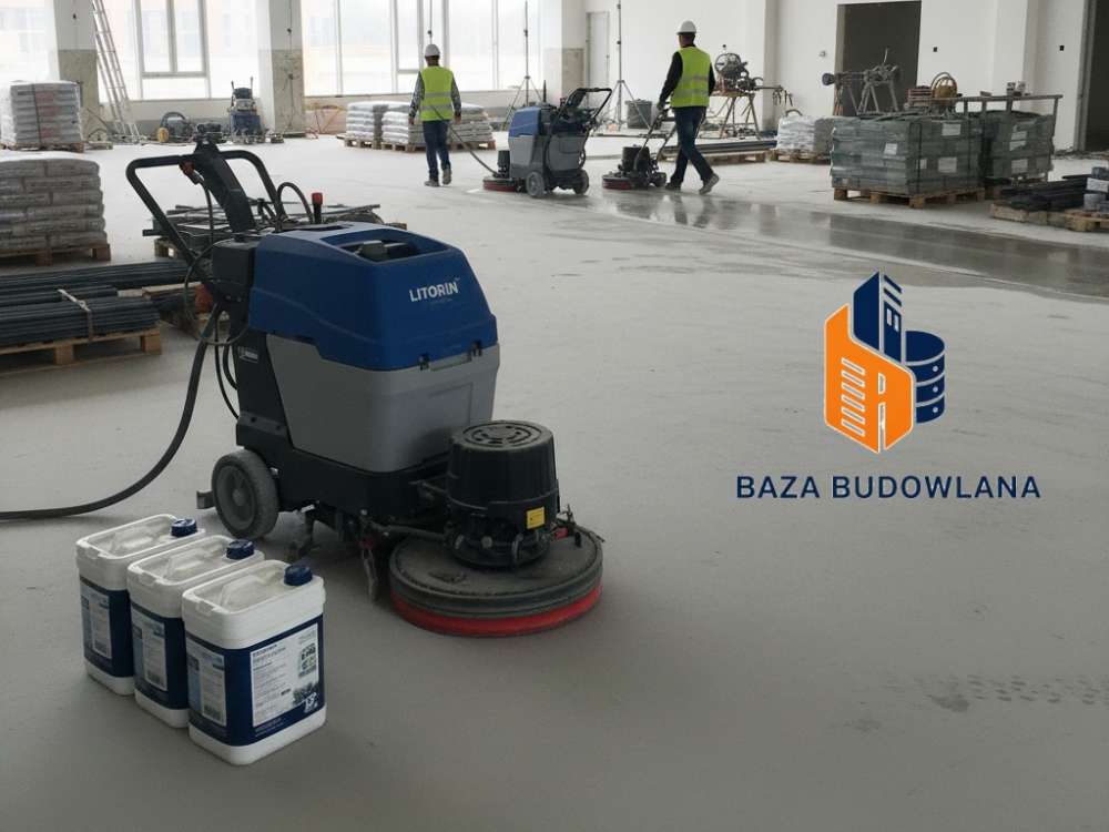 Lśniąca posadzka betonowa zaimpregnowana systemem Litorin, który ułatwia ekonomiczne sprzątanie.