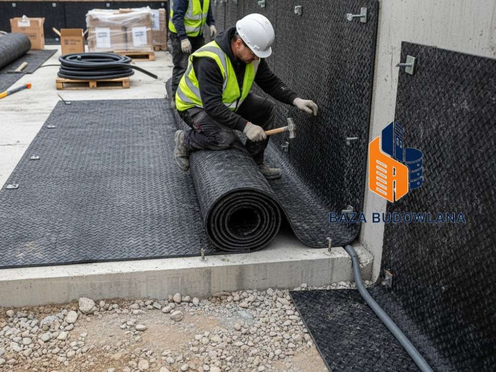 Montaż maty bentonitowej na fundamentach – skuteczna hydroizolacja typu ciężkiego.