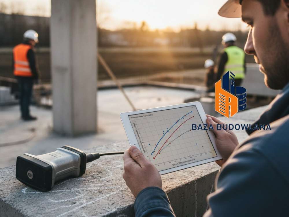 Badanie sklerometryczne betonu młotkiem Schmidta oraz analiza wyników i krzywych kalibracyjnych.
