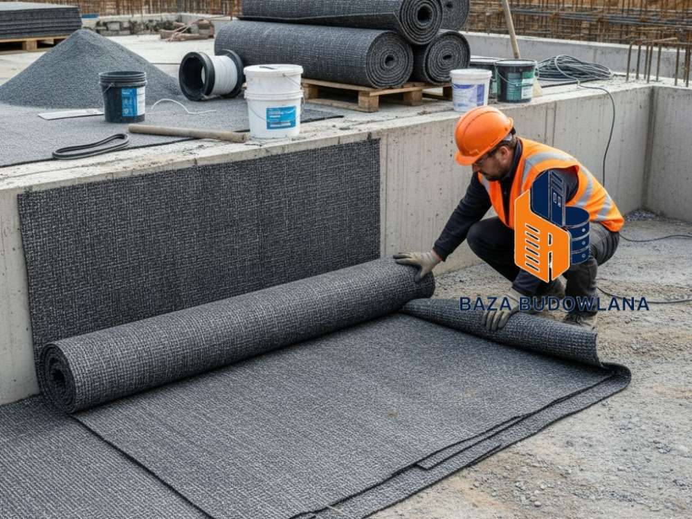 Izolacje bentonitowe w formie maty i sznura stosowane do ochrony fundamentów przed wilgocią.