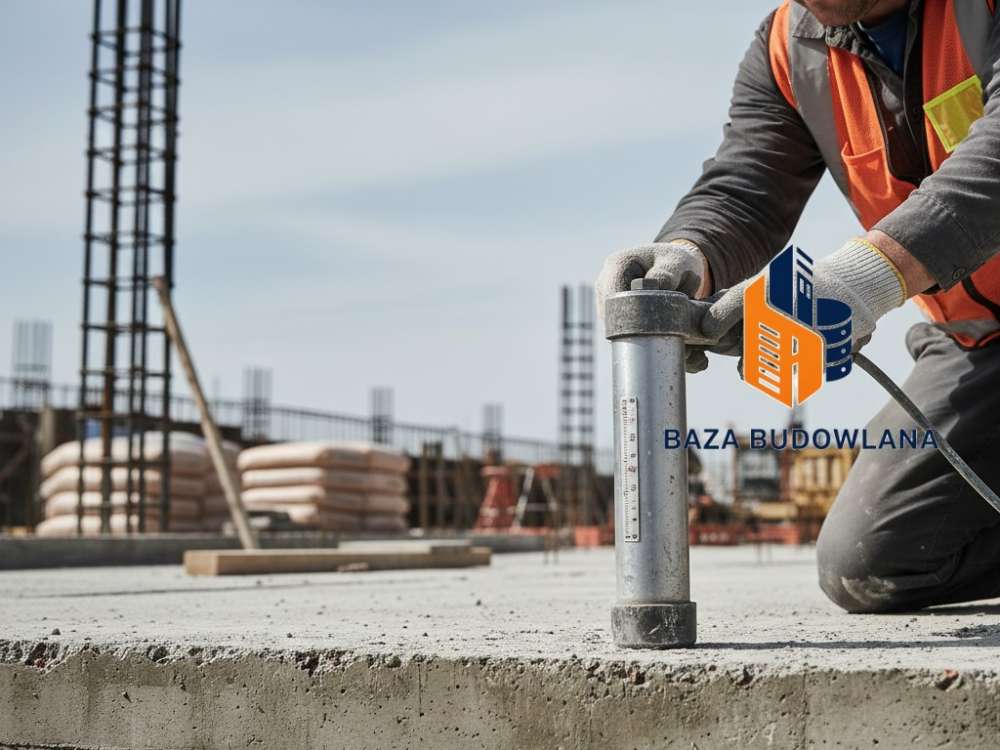 Młotek Schmidta podczas pomiaru twardości betonu metodą sklerometryczną.