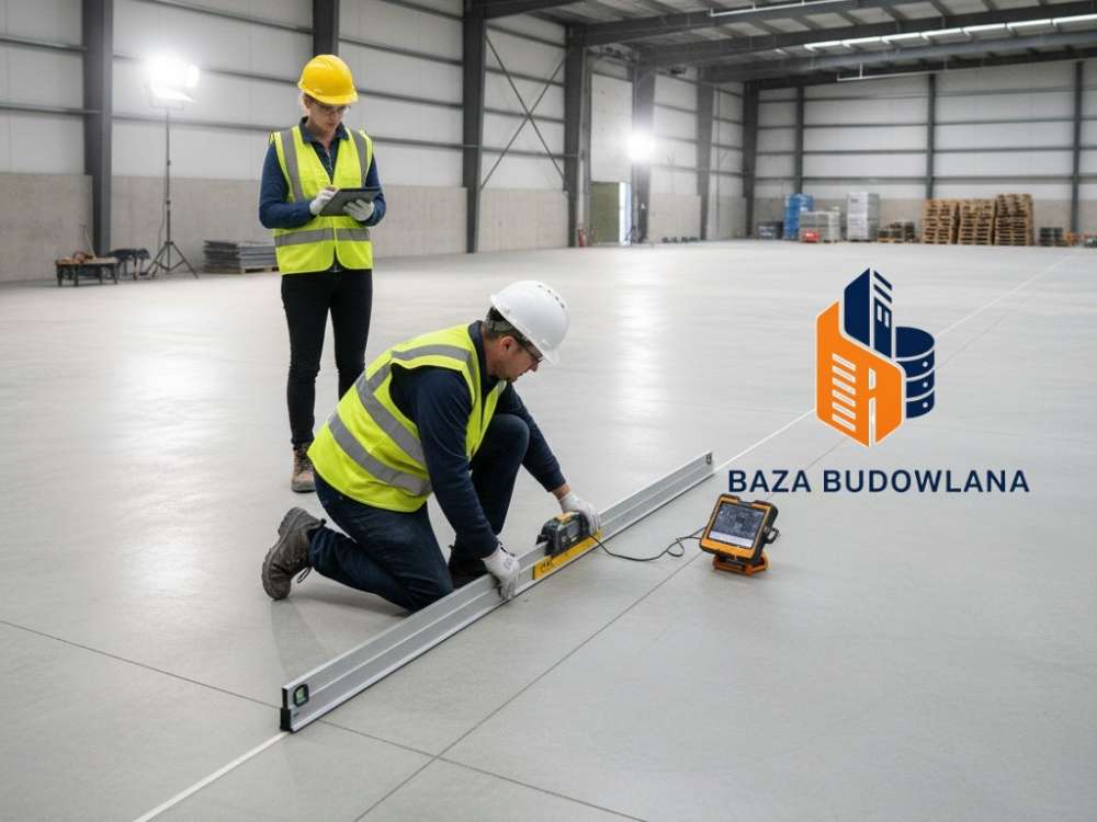 Badanie równości i pomiar kontrolny posadzki w systemie VNA zgodnie z normami DIN 15185 oraz VDMA.