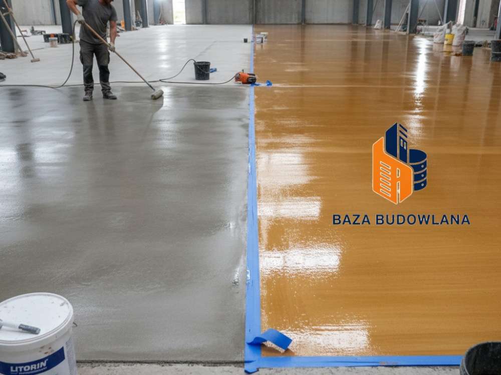 Porównanie posadzki betonowej po impregnacji krzemianowej Litorin i nałożeniu tradycyjnej powłoki żywicznej.