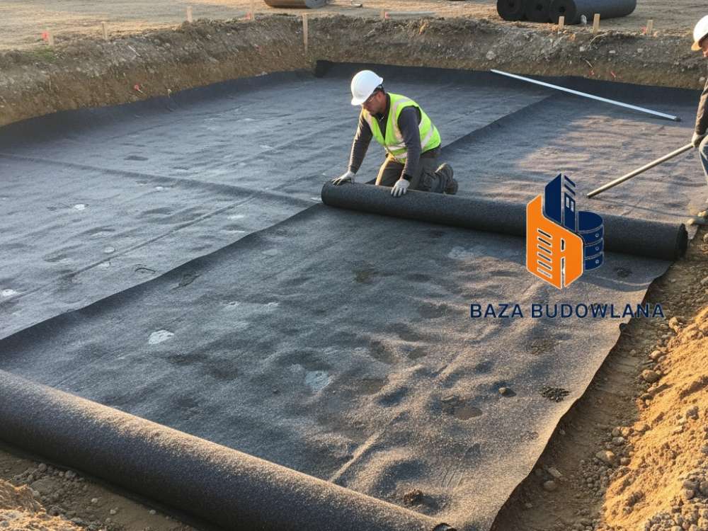Montaż maty bentonitowej na dnie stawu rybnego jako skuteczne uszczelnienie i izolacja zbiornika.