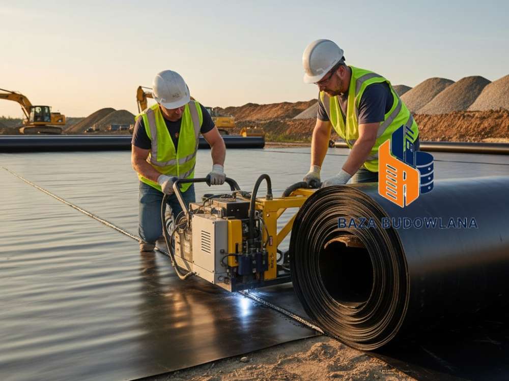 Uszczelnienie poboczy, skarp, dna rowu oraz przeciwskarp geomembraną lub folią kubełkową