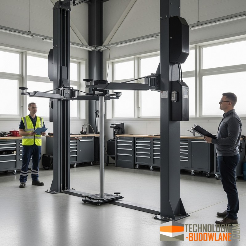Uruchomienie podnośnika w warsztacie samochodowym